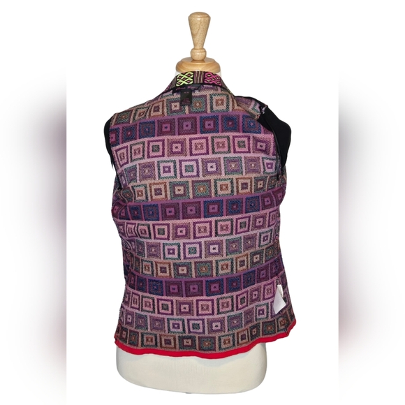 Elena Wang Colorful Geometric Knit Cardigan Sweater M Medium Retro Abstract - Picture 6 of 8